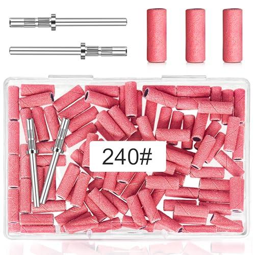 100 Pezzi Piccole Bande Abrasive per Unghie Grana 240 - Estremamente Fine Con Punta Mandrino da 3,1MM, Mini Aggiornate per Manicure e Pedicure Naturali, in Gel Acrilico