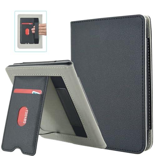 DMLuna Custodia per Kobo Clara Colour/Clara BW (2024)/Clara 2E (2022), Funzione Auto Sleep/Wake, Cinturino da Polso, Leggera e Protettiva in PU di Alta Qualità con Supporto e Slot per Schede, Nero