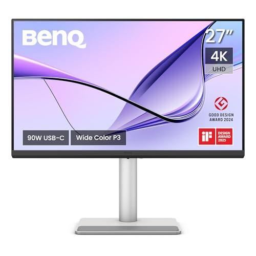 BenQ MA270U Monitor per MacBook Pro/Air 27” 4K 3840x2160, Due USB-C, Alimentazione 90W, Compatibile con colori Mac, Hub USB, Comandi volume/luminosità per Mac, Supporto regolabile, Gamma colore P3