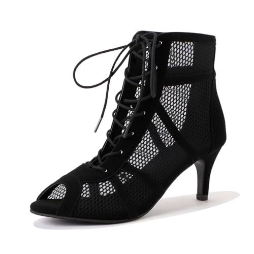 Tacchi Heels Dance 7/10 cm Class Bootie Scarpe da Ballo Donna con Tacco Alto Sexy in Rete Eleganti Decollete Scarpe Tacco Donna Punta Aperta con Lacci per Dance Performance