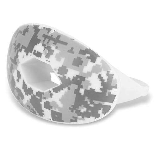 Grcfumo Protezione per le labbra, paradenti sportivo traspirante con cinturino, paradenti per boxe, calcio, sport, adolescenti e adulti (denti bianchi su sfondo nero)