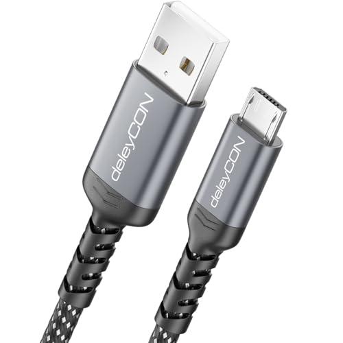 deleyCON 1m Cavo Micro USB Cavo di Ricarica e Dati per Ricarica e Sincronizzazione USB-A a Micro USB - Telefono Smartphone Tablet Fotocamera Controller PS4 ecc.