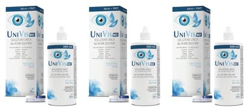Univis Bio Soluzione Unica per Lenti a contatto. Con Acido ialuronico ed Aloe vera - 3x360 ml + 3 Portalenti inclusi