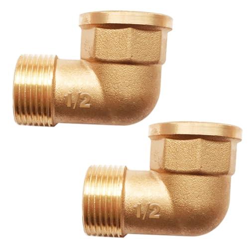 2 pezzi Gomito in ottone 90° G1/2” femmina/maschio,DN15,Gomito in ottone 90° G1/2” (Ø femmina 19,5 mm x Ø maschio 20,3 mm),Raccordo filettato adatto per acqua potabile