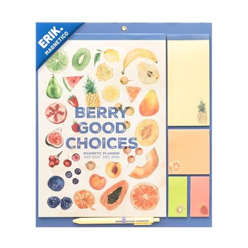 Grupo Erik: Calendario Famiglia 2026 Frutta | Calendario Magnetico Frigo 2026 con 4 colonne, 30x34cm, da Settembre 2025 a Dicembre 2026 con To Do List, stickers e penna inclusa