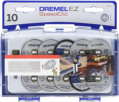 Dremel 2615S690JA EZ SpeedClic Set di Accessori, 10 Dischi da Taglio e 1 Perno EZ SpeedClic