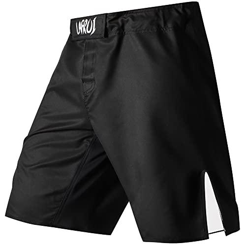 LAFROI - Pantaloni da MMA, Boxe, Cross Training e Altri Sport da Combattimento, con Coulisse e Tasca, QJK01, Black, M