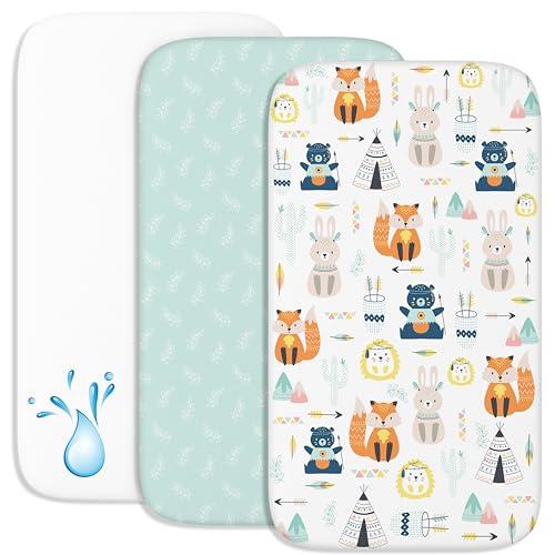 Lenzuola Next To Me 3-in-1 - Lenzuola Culla Cododo con Angoli (Set da 2) + 1 Coprimaterasso Impermeabile con Elastico - 50 x 83 cm - Per Culla Co-sleeping, Lettino - Bimbo e Bimba - Volpe