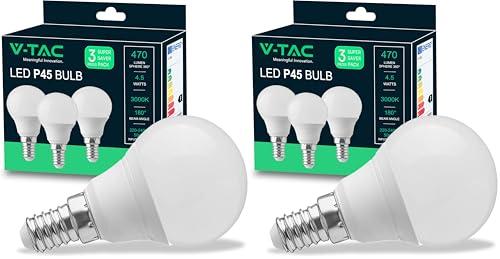 V-TAC 3x Lampadine LED con Attacco E14 4,5W P45-470 Lumen - Lampadina LED Massima Efficienza e Risparmio Energetico