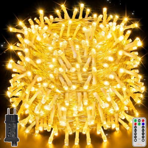 Ollny Catena Luminosa di Natale 800 LED 80m, Luci Stringa Fata luce Impermeabile con 8 modelli di illuminazione per Interno ed Esterno, Feste, Matrimoni, Albero y Giardino Decorazioni, Bianco Caldo