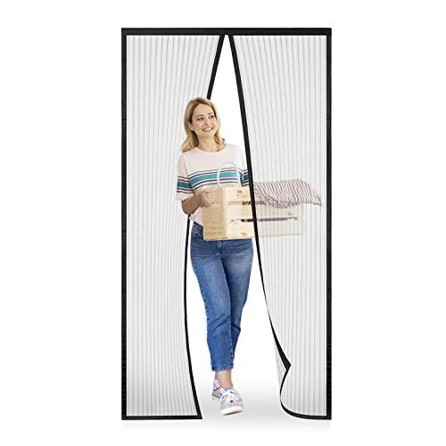Meet Beauty Zanzariera Magnetica 90 x 230 cm per Porte, Upgrade Zanzariera Porta Finestra, Nero