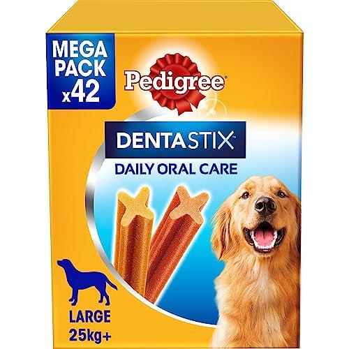 Pedigree Dentastix Snack per la Igiene Orale, Cane Grande + 25 kg Confezione Scorta, 42 Bastoncini - 1620 gr