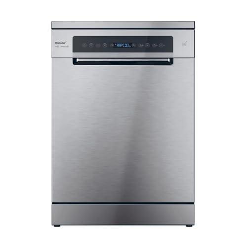 Candy Rapido' Lavastoviglie a Libera Installazione 60 cm, 16 Coperti, 10 Programmi, Partenza Ritardata fino a 24h, Wash&Dry 35', Motore Inverter, Classe B, AxLxP 85x59,7x59,8 cm, Inox - CF 6B4S1PX
