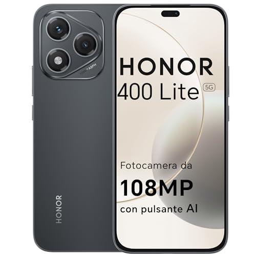 HONOR 400 Lite Smartphone 5G Dual SIM NFC, 8GB RAM 256GB Memoria, 108MP con pulsante AI telefono Android 15, 6.7 pollici AMOLED Eye-Care Display, 5230 mAh,IP64&SGS, Velvet Black [Versione italiana]
