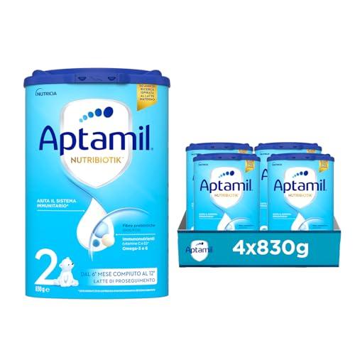 APTAMIL 2 - Latte in Polvere per Neonati dal 6° Mese Compiuto al 12° - 3320 grammi (4 confezioni da 830g)