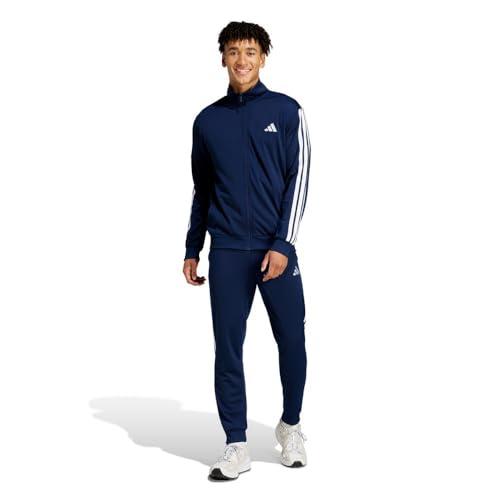 adidas Uomo Sportswear Basic 3 Stripes Tricot Tracksuit, Tuta da Allenamento, Blu (Dark Blue), M
