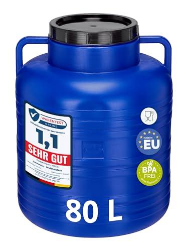 Garronda bidone plastica BPA-free da 80 litri per alimenti, tanica acqua, cisterna acqua con coperchio, adatto per pressini per conserve di crauti, fermentazione o salamoia GD-0087, Blu