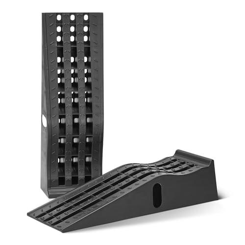 Amazon Basics Rampe Carico Auto in Plastica Resistente, Capacità di carico 2948kg per Coppia (1474Kg ciascuna), Base in Gomma Antiscivolo, Superficie Testurizzata, Set da 2, Nero
