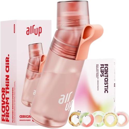 AIR UP® Bottiglia Twist Pro Poppy Red Starter Set originale, con baccelli in 5 sapori, borraccia da 600 ml, senza zucchero, lavabile in lavastoviglie e senza BPA | in rosso