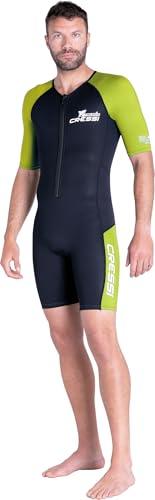 CRESSI Tiburon Man Shorty Wetsuit 2mm - Muta Shorty Uomo realizzata in Neoprene Ultra Stretch 1.5/2mm e Elastane, Nero/Fluo Lime, L/4