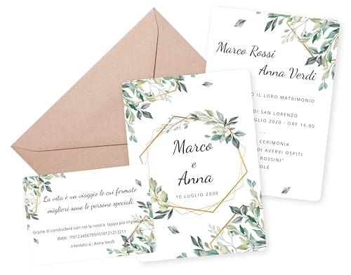 001 - Partecipazioni di Matrimonio Personalizzate - Inviti di Nozze (M - 50 Pezzi)