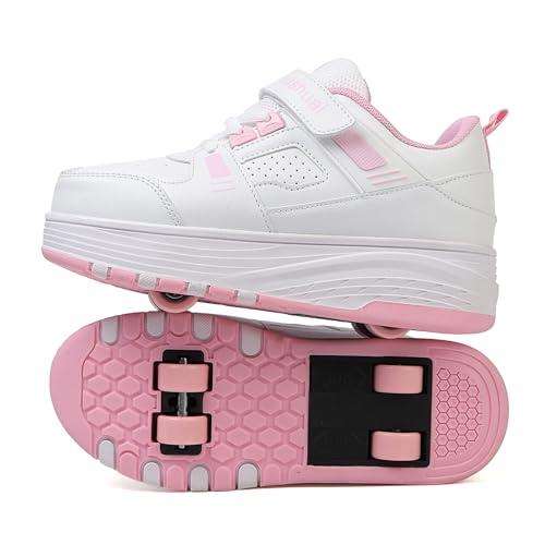Scarpe da Skateboard a Due Ruote per Ragazze e Ragazzi, Scarpe da Ginnastica con Ruote Retrattili, Scarpe Pattini per Bambini, Perfette per Feste, Compleanni, Pasqua, Natale