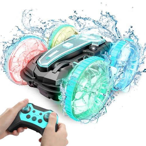 Korffe Automobile Telecomandata Tutto Terreno, 4WD 360°Rotazione 2.4GHz RC Auto All Terreno Impermeabile, Stunt Car Offroad Giocattolo Veicolo Bambini Ragazzo Regalo di Compleanno di Natale Ragazza