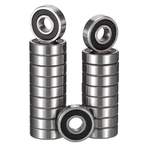 TUZUK 607RS 20 pezzi 607-2RS-Cuscinetto a sfere sigillato, 7 x 19 x 6 mm, pre-lubrificato/acciaio cromato/gomma, doppia guarnizione, 607RS