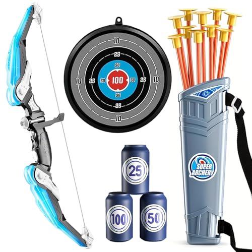 Detontek Set Arco e Frecce, Set Tiro Con l'Arco, Giochi Sportivi All'Aperto, Regali Per Le Feste, Giochi All'Aperto Per Bambini (Blu)