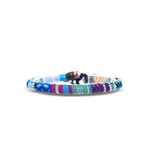 Made by Nami Cavigliera Surfer Uomo e Donna - Cavigliera Sottile Boho Hippie Etnico - Accessori Fatti a Mano per Festa in Spiaggia - Impermeabile e Regolabile (turchese & multi profondo) (turchese)