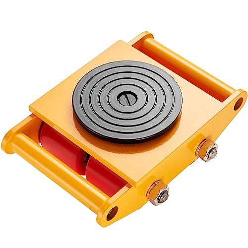 VEVOR Pattini a Rotelle per Trasporto di Carichi Pesanti Capacità Carico Max. 6 Tonnellate, Pattini in Acciaio al Carbonio Piattaforma Antiscivolo Rotazione 360° 4 Ruote in PU da Magazzino Officina
