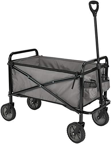 Amazon Basics Collezione Utensili da Giardino - Carrello da giardino, pieghevole, per esterni, con borsa di custodia, 70.1 x 103.89 x 50.8 cm, grigio