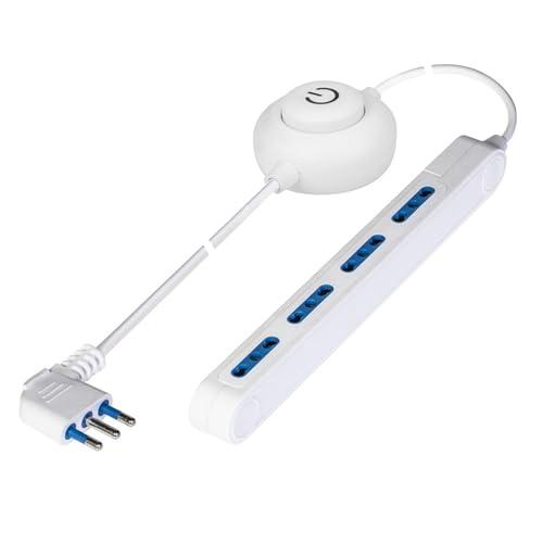 Poly Pool PP2523 Presa Multipla SPAZIOZERO con Pedale, Spina 16 A Grande E 4 Prese Bivalenti 2 m cavo Bianca