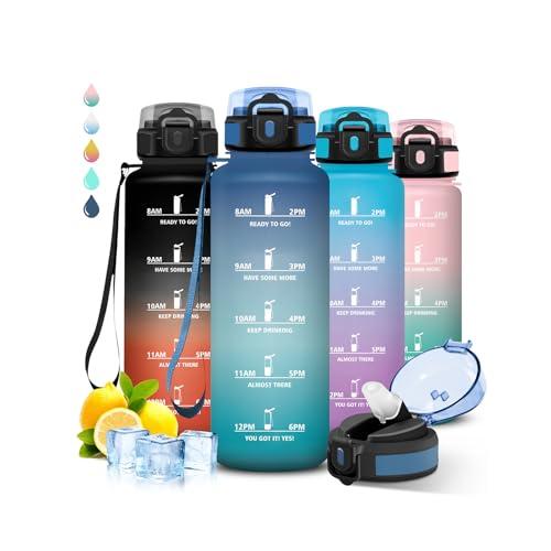 Grsta Borraccia 1,5 litri, con Cannuccia, Senza Perdite, Borraccia Motivazionale, Facile da Pulire, Con Slogan Motivazionale, per Fitness, Campeggio, Yoga, Escursioni