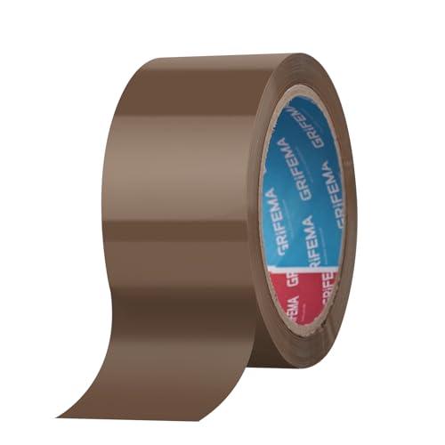 GRIFEMA GA4004-1 Nastro Imballaggio Silenzioso, Adesivo per Sigillare Scatole Cartone, Spedizioni, Traslochi, Resistente, 66 m x 50 mm, Marrone