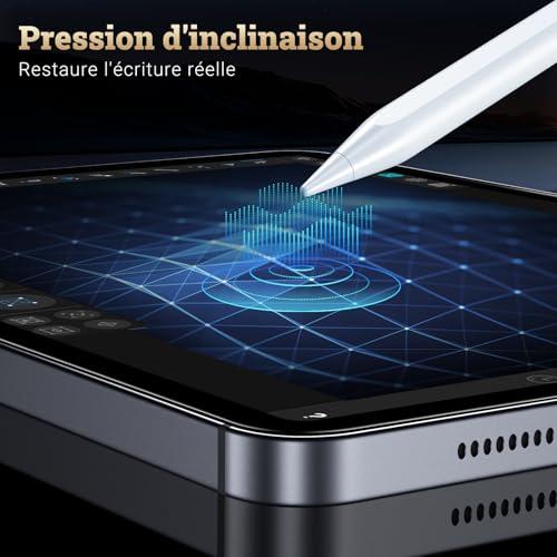 Penna per iPad,Penna per Tablet Compatibile con Apple iPad 2018-2025 Ricarica Rapida,Sensibile all'Inclinazione&Rifiuto del Palmo,Stylus Pencil per iPad 6-11,Pro 13/12,9/11'',Air 3-6,Mini 6/5