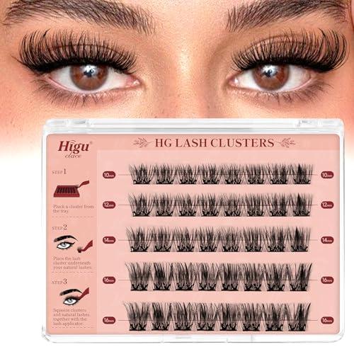 Higu Clace Ciglia Autoadesive, Ciuffetti Ciglia Finte Mix 10-16 Mm, Ciglie Finte Naturali, Ciglissime Press E Go Kit Senza Colla Adatto Ai Principianti(Natural)
