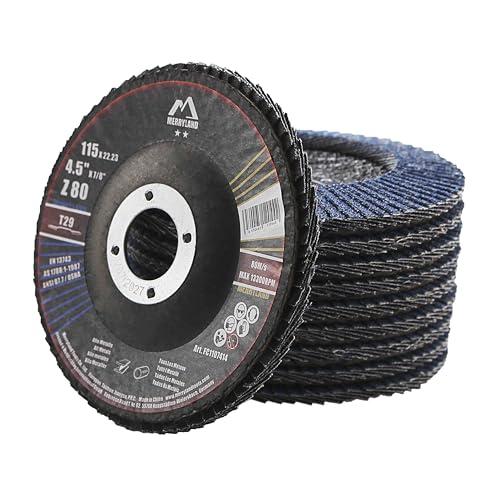 Merryland Dischi Lamellari 115 Ferro Metallo per Smerigliatrice Angolare, 115mm Grana 80 T29 Disco Lamellare 10 Pezzi, Corindone Zirconio Blu Acciaio INOX Dischi Abrasivi, Craft-Line FC1107414-10