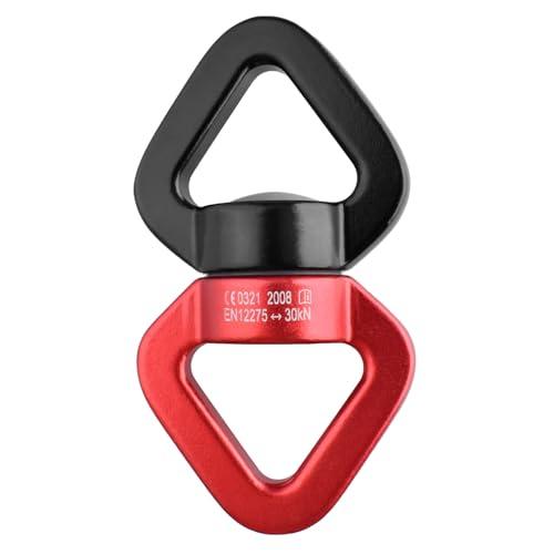 TRIWONDER Swivel 360° Rotante per Arrampicata e Yoga Aereo, 30kN Swivel Moschettone Girevole in Alluminio, Discensore Otto da Arrampicata Alpinismo Calata (00 Rosso & Nero (30kN))