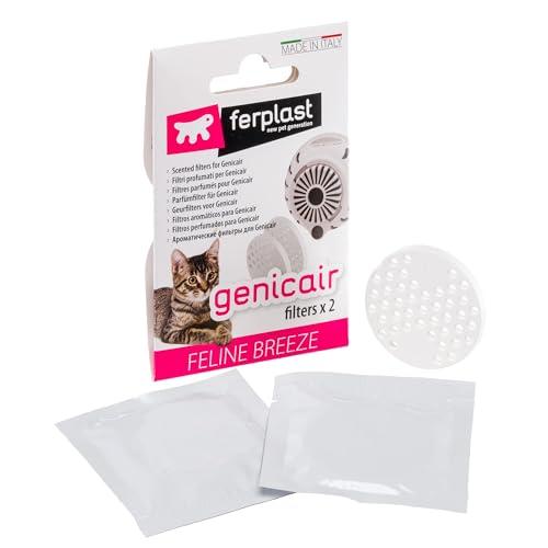 Ferplast Filtro di Ricambio per Antiodore Elettronico Lettiera Gatti GENICAIR, Ricambio con 2 Filtri, Fragranza Feline Breeze al Bergamotto - Cattura ed Elimina i Cattivi Odori