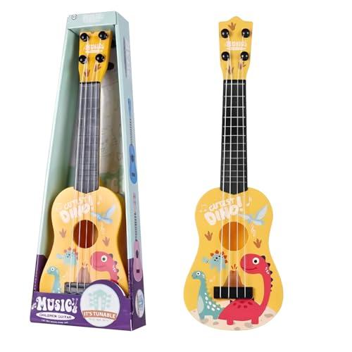 JurciCat 42cm Chitarra per bambini con 4 corde regolabili ukulele bambini chitarra giocattolo per principianti, Dinosauro