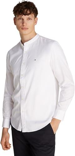 Tommy Hilfiger Uomo Camicia Flex Poplin Solid Mao Regular Fit, Bianco (White), XS