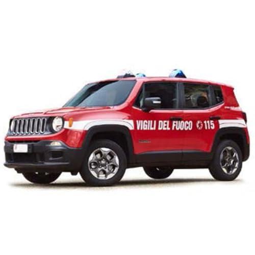 MAISTO - Jeep Renegade Vigili del Fuoco, Scala 1:24, Modellino Diecast con Portiere e Cofano Apribili, Licenze Ufficiali Jeep e Vigili del Fuoco, Dettagli Realistici, Età Consigliata 3+ Anni