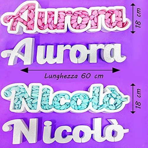 Contenitore Vassoio Portaconfetti in Polistirolo CON NOME PERSONALIZZATO - Altezza 17-18 cm – Lunghezza 60 cm Festa Party Compleanno decorazione personalizzabile