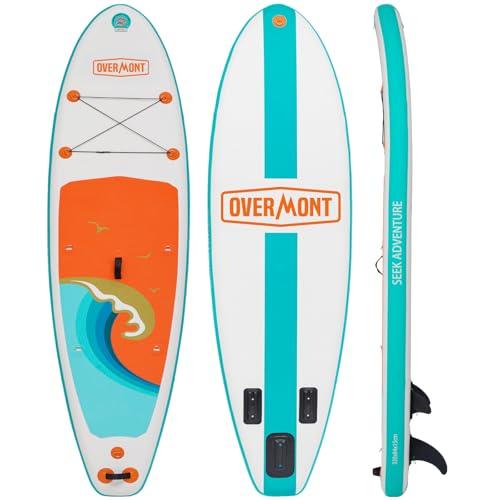 OVERMONT SUP Gonfiabile Antiscivolo per Adulti - Stand up Paddle Board Gonfiabile - Tavola da Paddle in Piedi con Accessori - Ideale per Principianti e Esperti