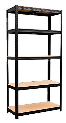 VERDELOOK Scaffale in metallo con 5 ripiani nero 90x40x180cm salvaspazio garage fai da te