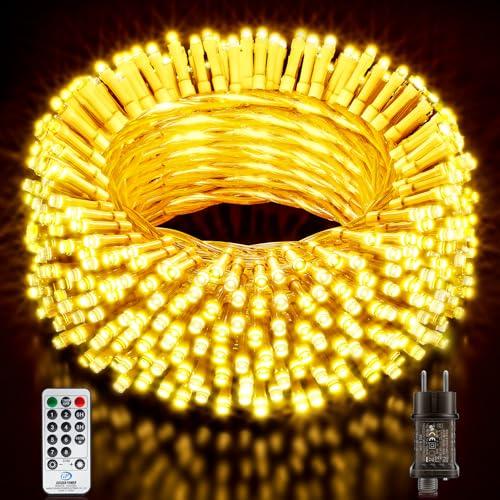 Buudala Luci Albero di Natale, 43.2M/141.73FT 320 LED Luci Natalizie da Esterno ed Interno, 8 Modalità con Funzione Memoria e Telecomando Luci di Natale per Giardino, Balcone, Festa - Bianco Caldo
