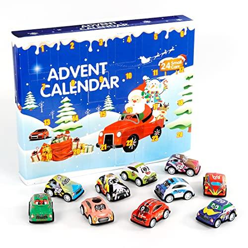 Sprinlot Calendario Avvento Macchinine, 24 Pezzi Mini Pull Back Cars, Calendario dell'Avvento Auto, Bambini Giocattoli Natalizi Calendario, Natale Regalo per Bambini Ragazzi Ragazze