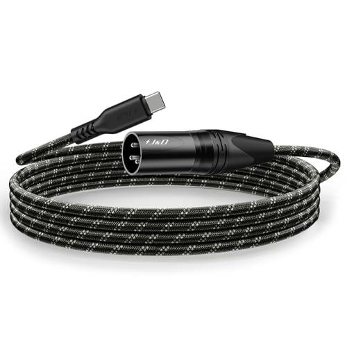 J&D Cavo USB Tipo C a XLR Maschio per Uscita Audio, 2 Metri Intrecciato per Amplificatore, Altoparlante, Mixer, Compatibile con iPhone 15/16 e Serie Galaxy S24, 2 Metri
