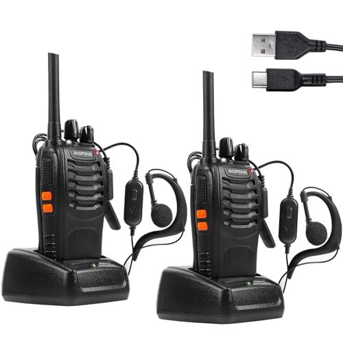 Walkie-Talkie PMR446 Ricaricabile Lunga Distanza 16 Canali VOX CTCSS/DCS Radio FM Ricetrasmettitore Portatile Walkie Talkie Professionali Con Auricolare